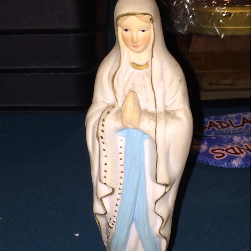 8” virgin mother Mary statue ceramic ATQ